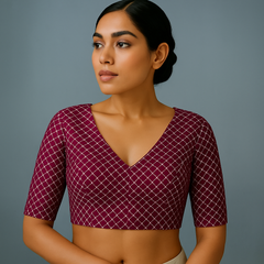 Jhilmil Magenta Pink Color Blouse with Sweetheart Neckline