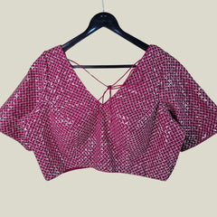 Jhilmil Magenta Pink Color Blouse with Sweetheart Neckline