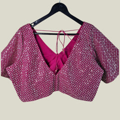 Jhilmil Magenta Pink Color Blouse with Sweetheart Neckline