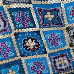 Rangrez Shades of Bright Blue and Sea Blue Color Sequin Blouse with Sweetheart Neckline