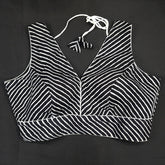 Black Leheriya Blouse with Attached Sleeves and V Neckline