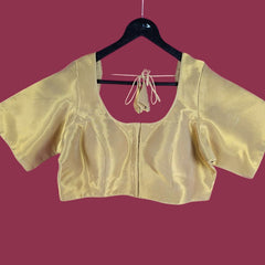 Zareen Brocade Tissue Golden-Color Blouse with Round Neckline