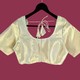 Zareen Tissue Golden-Color Blouse with Round Neckline