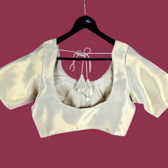 Zareen Tissue Golden-Color Blouse with Round Neckline