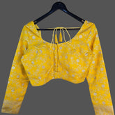 Zarmina Bright Yellow Banarasi Brocade with Round Neckline