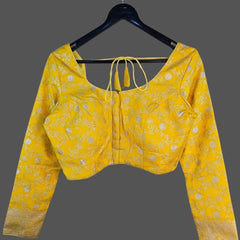 Zarmina Bright Yellow Banarasi Brocade with Round Neckline