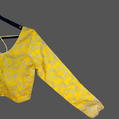 Zarmina Bright Yellow Banarasi Brocade with Round Neckline