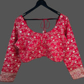 Zarmina Bright Red Banarasi Brocade with Round Neckline