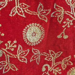 Zarmina Bright Red Banarasi Brocade with Round Neckline