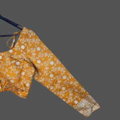 Zarmina Mustard Yellow Banarasi Brocade with Round Neckline