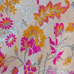 Phoolzar Cream Off White Banaras Brocade Blouse with Round Neckline