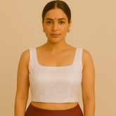 Rajatha Satin Sleeveless Blouse with Square Neckline