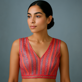 Manjusha Multi-Color Banarasi Brocade Blouse with V Neckline