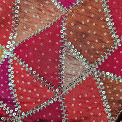 Rangoli Shades of Orange, Red and Pink color Sequin Blouse with V Neckline
