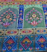 Pure Banarasi Dola Silk Soft Brocade with Position Print of Elephant on Mustard Yellow Base with Blue Border