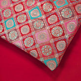 Manikya Red Banaras Brocade on Silk Fabric