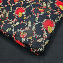 Festive Wear Black Floral Brocade on Banarasi Jacquard Fabric