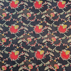 Festive Wear Black Floral Brocade on Banarasi Jacquard Fabric