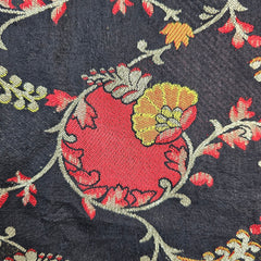 Festive Wear Black Floral Brocade on Banarasi Jacquard Fabric