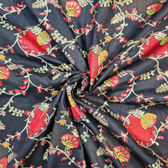 Festive Wear Black Floral Brocade on Banarasi Jacquard Fabric