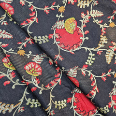 Festive Wear Black Floral Brocade on Banarasi Jacquard Fabric