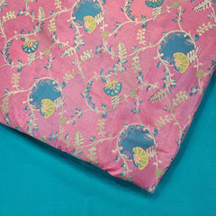 Festive Wear Pink Floral Brocade on Banarasi Jacquard Fabric