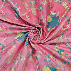 Festive Wear Pink Floral Brocade on Banarasi Jacquard Fabric
