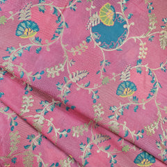 Festive Wear Pink Floral Brocade on Banarasi Jacquard Fabric