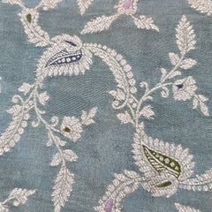 Kinkhab Banaras Brocade on Silk Fabric with Floral Motifs and Zari Embroidery