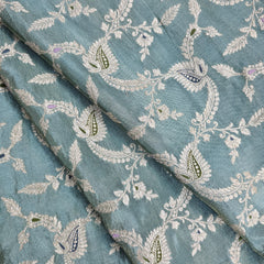 Kinkhab Banaras Brocade on Silk Fabric with Floral Motifs and Zari Embroidery