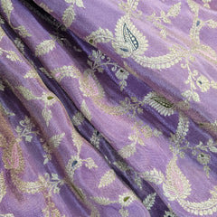 Kinkhab Banaras Brocade on Silk Fabric with Floral Motifs and Zari Embroidery