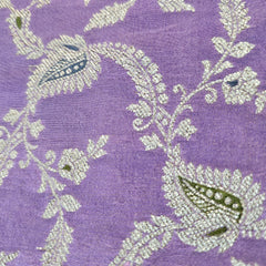 Kinkhab Banaras Brocade on Silk Fabric with Floral Motifs and Zari Embroidery
