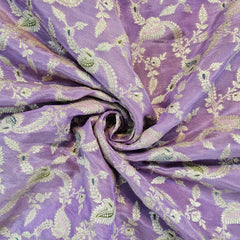 Kinkhab Banaras Brocade on Silk Fabric with Floral Motifs and Zari Embroidery