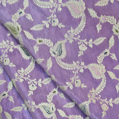 Kinkhab Banaras Brocade on Silk Fabric with Floral Motifs and Zari Embroidery