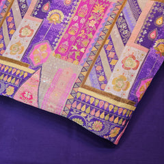Aarasi Pure Banarasi Dola Silk Soft Brocade with Position Print on Purple base