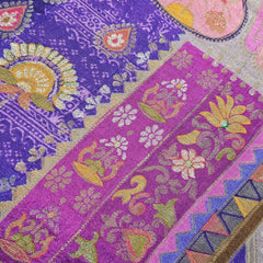 Aarasi Pure Banarasi Dola Silk Soft Brocade with Position Print on Purple base