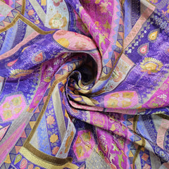 Aarasi Pure Banarasi Dola Silk Soft Brocade with Position Print on Purple base