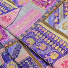 Aarasi Pure Banarasi Dola Silk Soft Brocade with Position Print on Purple base