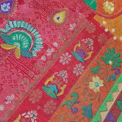 Aarasi Pure Banarasi Dola Silk Soft Brocade with Position Print on Orange base