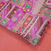 Aarasi Pure Banarasi Dola Silk Soft Brocade with Position Print on Pink Base