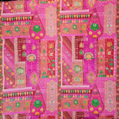 Aarasi Pure Banarasi Dola Silk Soft Brocade with Position Print on Pink Base