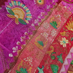 Aarasi Pure Banarasi Dola Silk Soft Brocade with Position Print on Pink Base