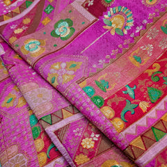 Aarasi Pure Banarasi Dola Silk Soft Brocade with Position Print on Pink Base