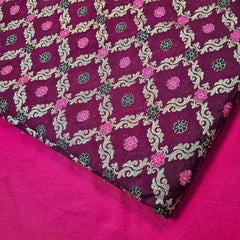 Jamdani Purple Banarasi Brocade with Geometrical and Floral Accents