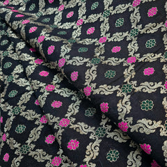 Jamdani Purple Banarasi Brocade with Geometrical and Floral Accents