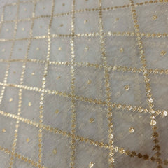 Sovanna Chanderi Dyeable Brocade with Checkered Pattern