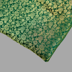 Zarnooshan Dark Green Banaras Brocade Fabric on Silk Base