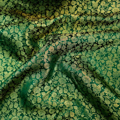 Zarnooshan Dark Green Banaras Brocade Fabric on Silk Base