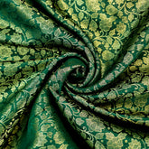 Zarnooshan Dark Green Banaras Brocade Fabric on Silk Base