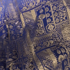 Pure Banarasi Dola Silk Soft Brocade with Position Print on Lilac to Deep Purple Ombre